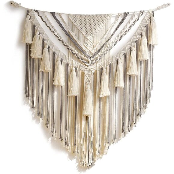 𝅺🆕 Macrame Wall Hanging Boho Crochet  Art Bohemian Chic Wall Decor NWT👑 - Picture 1 of 7
